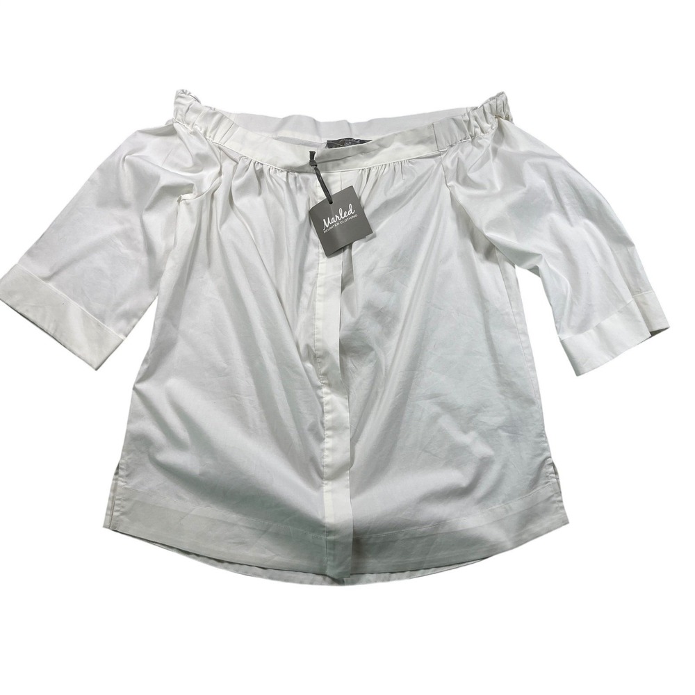 NWT Marled Reunited White Poplin Peasant Blouse Size Medium